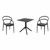Pia Dining Set with Sky 27" Square Table Black S086108