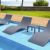 Slim Stacking Pool Lounger Dark Gray with Canvas Taupe Paddings Set of 2 ISP0872C-DGR-CTA #4