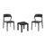 Snow Conversation Set with Ocean Side Table Black S092066