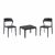 Snow Conversation Set with Sky 24" Side Table Black S092109