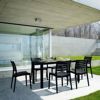 Ares Resin Rectangle Outdoor Dining Set 7 Piece with Side Chairs Black ISP1861S