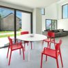 Lisa Patio Dining Set with Red Chairs and White Maya Round Table 47 inch ISP6751S