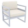Mykonos Patio Club Chair Silver Gray with Natural Cushion ISP131