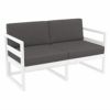 Mykonos Patio Loveseat White with Charcoal Cushion ISP1312
