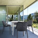 Air Maya Square Outdoor Dining Set with White Table and 4 Dark Gray Chairs ISP6851S