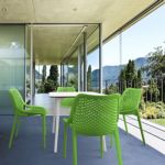 Air Maya Square Outdoor Dining Set with White Table and 4 Tropical Green Chairs ISP6851S