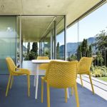 Air Maya Square Outdoor Dining Set with White Table and 4 Yellow Chairs ISP6851S