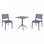 Ares Bistro Set with Sky 24" Square Folding Table Dark Gray S009114
