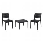 Ares Conversation Set with Sky 24" Side Table Black S009109