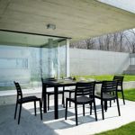 Ares Resin Rectangle Outdoor Dining Set 7 Piece with Side Chairs Black ISP1861S