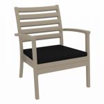 Artemis XL Outdoor Club Chair Taupe with Black Cushion ISP004