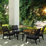 Artemis XL Outdoor Club Seating set 5 Piece Black with Charcoal Cushion ISP004S5