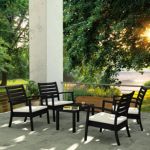 Artemis XL Outdoor Club Seating set 5 Piece Black with Natural Cushion ISP004S5