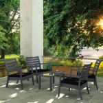 Artemis XL Outdoor Club Seating set 5 Piece Dark Gray with Black Cushion ISP004S5