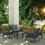 Artemis XL Outdoor Club Seating set 5 Piece Dark Gray with Charcoal Cushion ISP004S5