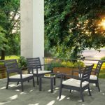 Artemis XL Outdoor Club Seating set 5 Piece Dark Gray with Natural Cushion ISP004S5