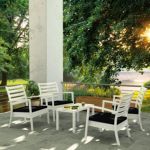 Artemis XL Outdoor Club Seating set 5 Piece White with Black Cushion ISP004S5