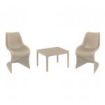 Bloom Conversation Set with Sky 24" Side Table Taupe S048109