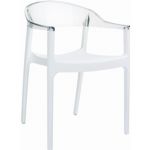 Carmen Dining Armchair White with Transparent Back ISP059