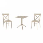 Cross Bistro Set with Sky 24" Square Folding Table Taupe S254114