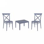 Cross Conversation Set with Sky 24" Side Table Dark Gray S254109