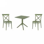 Cross Dining Set with Sky 27" Square Table Olive Green S254108