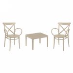 Cross XL Conversation Set with Sky 24" Side Table Taupe S256109