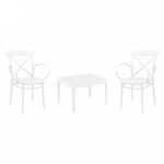 Cross XL Conversation Set with Sky 24" Side Table White S256109