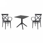 Cross XL Dining Set with Sky 27" Square Table Black S256108