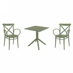 Cross XL Dining Set with Sky 27" Square Table Olive Green S256108
