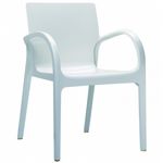 Dejavu Glossy Plastic Outdoor Arm Chair White ISP032