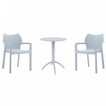 Diva Bistro Set with Octopus 24" Round Table Silver Gray S028160
