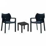 Diva Conversation Set with Ocean Side Table Black S028066