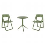 Dream Bistro Set with Sky 24" Round Folding Table Olive Green S079121