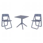 Dream Dining Set with Sky 27" Square Table Dark Gray S079108