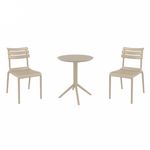 Helen Bistro Set with Sky 24" Round Folding Table Taupe S284121