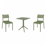 Helen Bistro Set with Sky 24" Square Folding Table Olive Green S284114