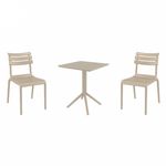 Helen Bistro Set with Sky 24" Square Folding Table Taupe S284114