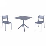 Helen Dining Set with Sky 31" Square Table Dark Gray S284106