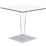 Ice HPL Top Square Table with Transparent Base 24 inch White ISP550H60