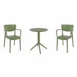 Lisa Bistro Set with Sky 24" Round Folding Table Olive Green S126121