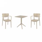 Lisa Bistro Set with Sky 24" Square Folding Table Taupe S126114