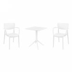 Lisa Bistro Set with Sky 24" Square Folding Table White S126114