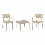 Lisa Conversation Set with Sky 24" Side Table Taupe S126109