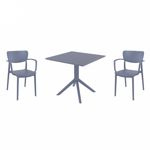 Lisa Dining Set with Sky 31" Square Table Dark Gray S126106