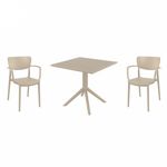 Lisa Dining Set with Sky 31" Square Table Taupe S126106