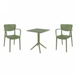 Loft Bistro Set with Sky 24" Square Folding Table Olive Green S128114