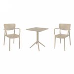 Loft Bistro Set with Sky 24" Square Folding Table Taupe S128114