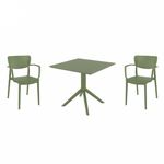 Loft Dining Set with Sky 31" Square Table Olive Green S128106