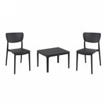 Lucy Conversation Set with Sky 24" Side Table Black S129109